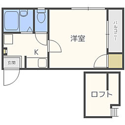サニーテラス1番館 1Kの間取図画像