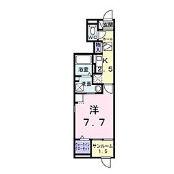 タウンハウス 1階1Kの間取り