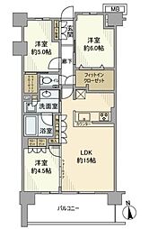 プラウドシティ国立 3LDKの間取図画像