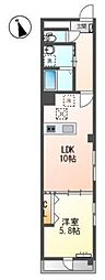 グリシーヌ 1LDKの間取図画像
