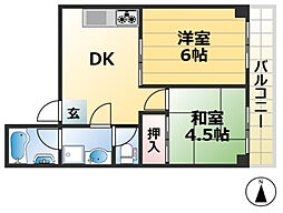 ハイツ菊水 2DKの間取図画像