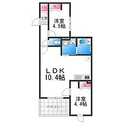 STELLA VITA石津 2LDKの間取図画像