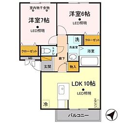 モンソレーユA 2LDKの間取図画像