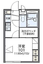 レオパレスボヌール 1Kの間取図画像