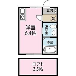 カーサ・デ・ソル横濱 ワンルームの間取図画像