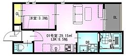 ＲＥＧＡＬＥＳＴ 浜野 3階1LDKの間取り