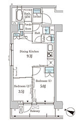 パークアクシス西馬込 2DKの間取図画像