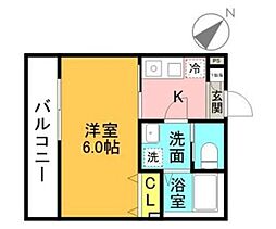 フルセイル羽衣町 2階1Kの間取り
