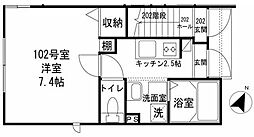 ホープアイランド 1Kの間取図画像