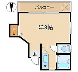 クレセントフラッツ ワンルームの間取図画像