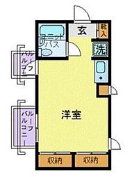 東京メトロ丸ノ内線 新中野駅 徒歩3分の賃貸マンション 5階ワンルームの間取り