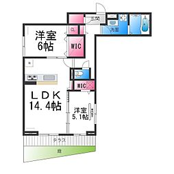 ディーレガシー中百舌鳥 2LDKの間取図画像