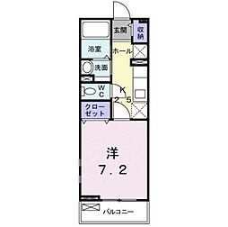 プラシード 1Kの間取図画像