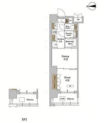RJRプレシア蒲田 1DKの間取図画像