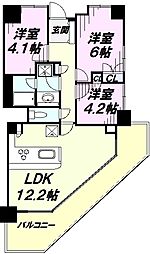 所沢スカイライズタワー 25階3LDKの間取り