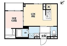 robot home 中河原(ロボットホーム ナカカワガラ) 1LDKの間取図画像