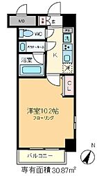 ミュール ソレアード 8階1Kの間取り