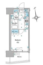 JR埼京線 西大井駅 徒歩9分の賃貸マンション 8階1Kの間取り