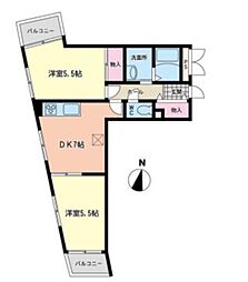 ザインペリアルガーデン 2DKの間取図画像