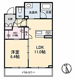 シャーメゾンアルファ2 1LDKの間取図画像