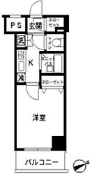 スカイコート・ヴィーダ五反田ウエスト 1Kの間取図画像