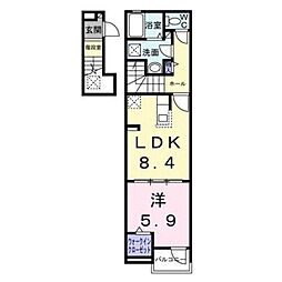 タウンハウス 2階1LDKの間取り