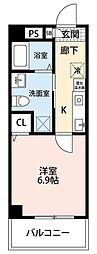 中台けやき苑 3階1Kの間取り