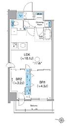 クレヴィアリグゼ西馬込 3階2LDKの間取り
