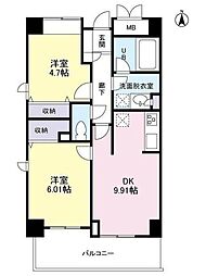 ヒルトップ中野 2DKの間取図画像