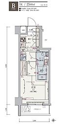 リヴシティ世田谷上馬 1Kの間取図画像