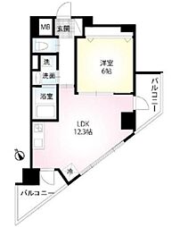 グレイシャスK鵠沼 1LDKの間取図画像
