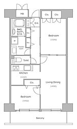 レジディア芝浦 2LDKの間取図画像