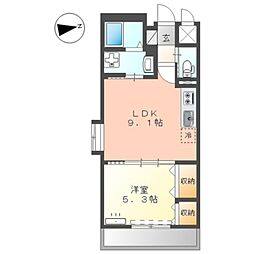 モリオンパレス 3階1LDKの間取り