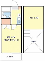 シャンブルドット二子玉川 1Kの間取図画像
