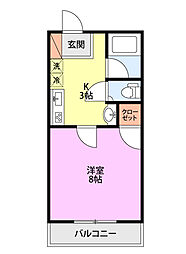 Lily-be寄居 1Kの間取図画像