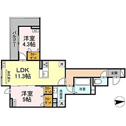 オルテンシア 2LDKの間取図画像