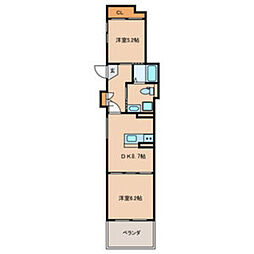 PARKSIDEGARDEN 2DKの間取図画像