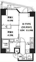 S-レジデンス蔵前 2LDKの間取図画像