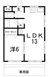 ハイツA 1LDKの間取図画像