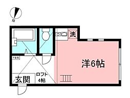 ユナイト小田セントピーターバーグ 1階ワンルームの間取り