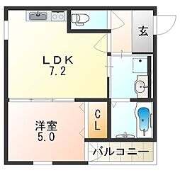 フジパレスソレイユ3 1DKの間取図画像