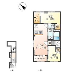 エヴレン 2LDKの間取図画像
