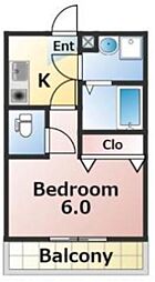 アパート 1Kの間取図画像