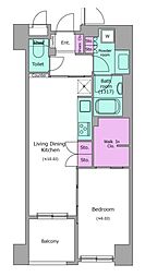 レジディア日本橋浜町 1LDKの間取図画像