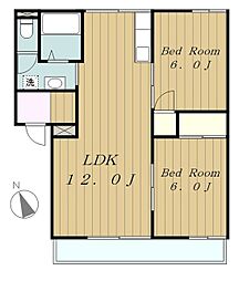 サニーコーポ 2階2LDKの間取り