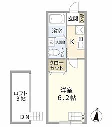 コンポジット相原 1階1Kの間取り