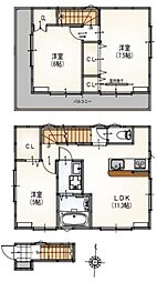 サンライズ西大島 2階3LDKの間取り