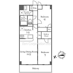 グランデュール石神井 2LDKの間取図画像