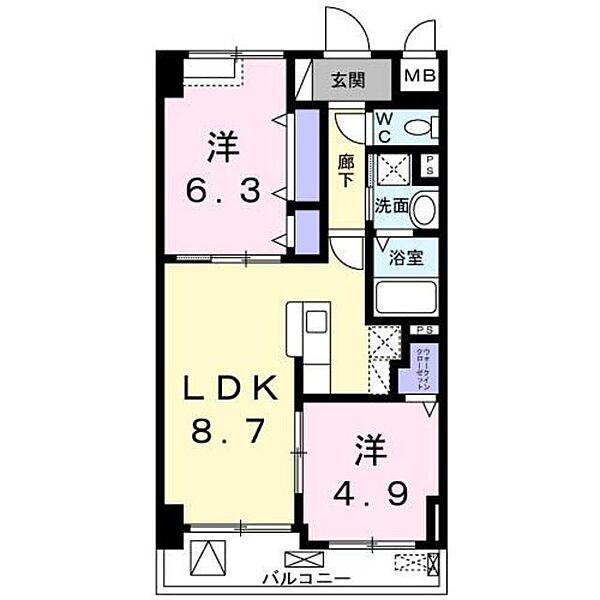 東京都八王子市元本郷町１丁目(賃貸マンション2LDK・5階・51.92㎡)の写真 その2