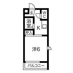 メイゾンウェーブ 1Kの間取図画像